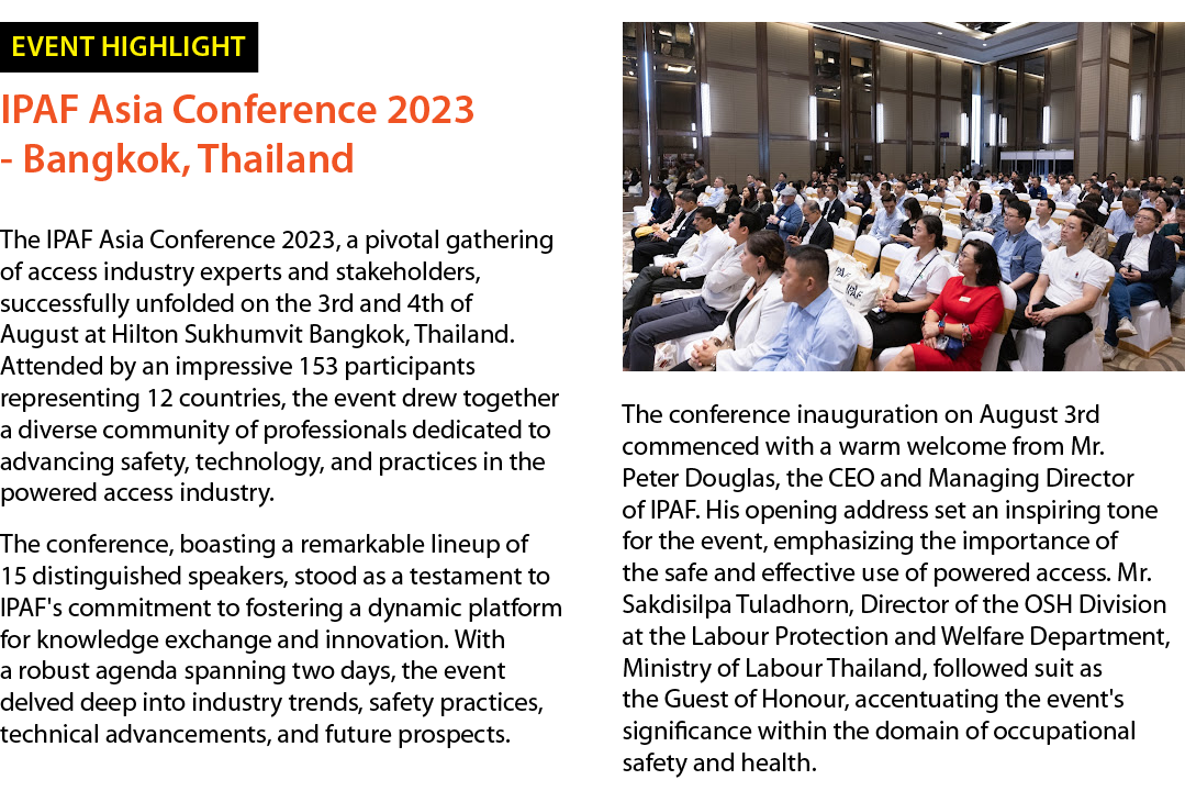￼ IPAF Asia Conference 2023 Bangkok, Thailand The IPAF Asia Conference 2023, a pivotal gathering of access industry e...