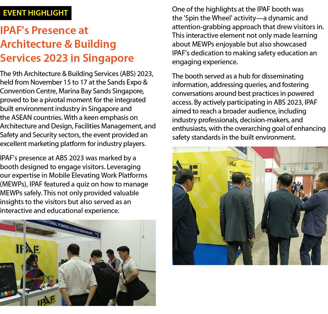 ￼ IPAF's Presence at Architecture & Building Services 2023 in Singapore The 9th Architecture & Building Services (ABS...