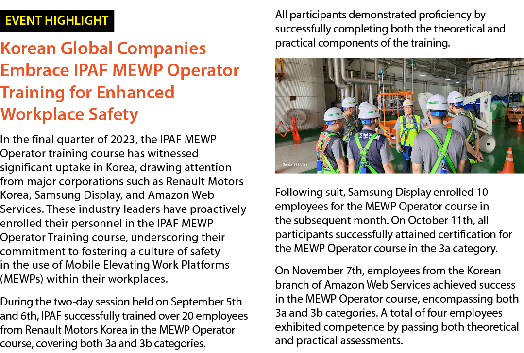 ￼ Korean Global Companies Embrace IPAF MEWP Operator Training for Enhanced Workplace Safety In the final quarter of 2...