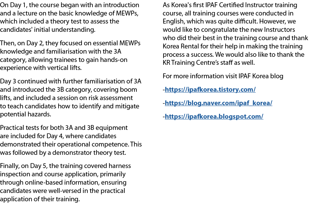 On Day 1, the course began with an introduction and a lecture on the basic knowledge of MEWPs, which included a theor...