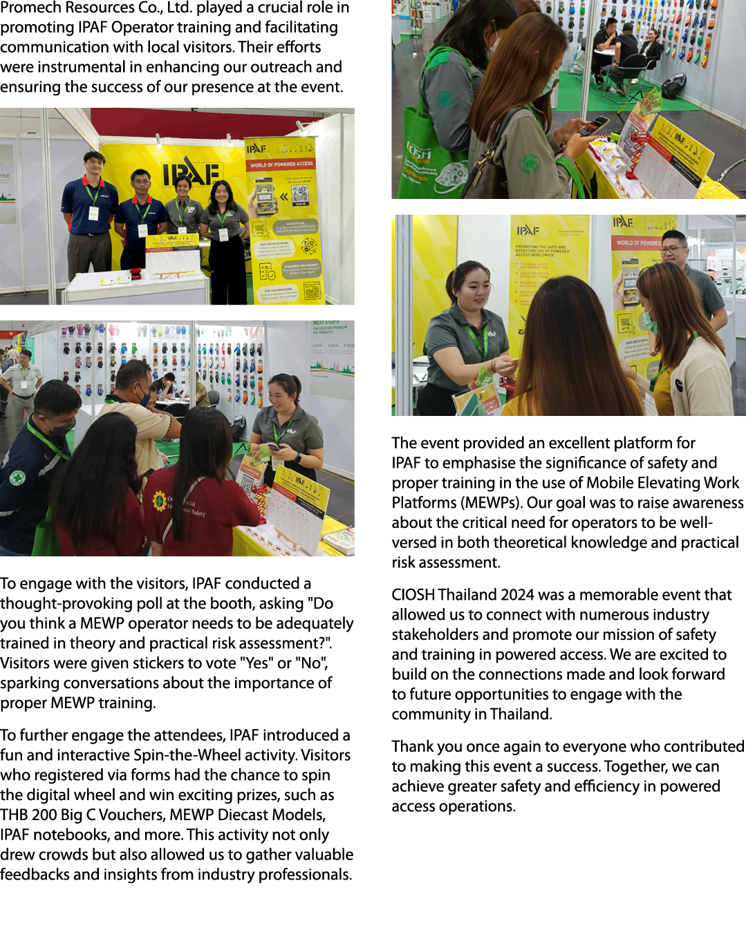 Promech Resources Co., Ltd. played a crucial role in promoting IPAF Operator training and facilitating communication ...