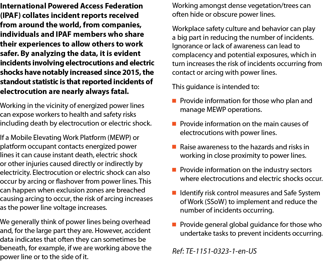 International Powered Access Federation (IPAF) collates incident reports received from around the world, from compani...